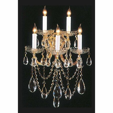 CRYSTORAMA Gold Maria Theresa 5 Light Wall Sconce 4425-GD-CL-MWP